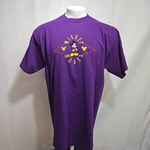 VTG Mickey Unlimited Tee Shirt Adult Size XL Purple Embroidered Made in USA